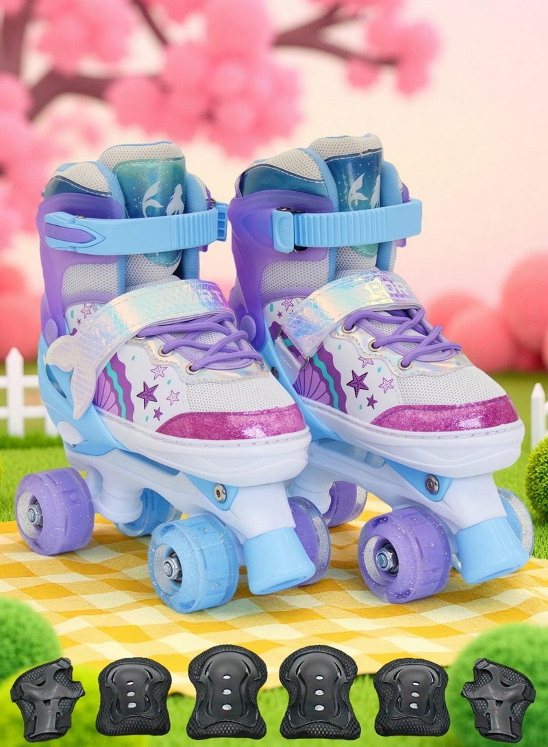 إيزي فيتشور زلاجات إيزي فيوتشر للأطفال بعجلات مضيئة، قابلة للتعديل، صفين من العجلات، 4 عجلات، مناسبة للأولاد والبنات، تتضمن معدات حماية، لونان ومقاسان للاختيار من بينهما، رقم 1303P - Image 2